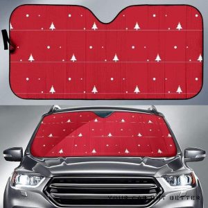 Christmas Tree Star Snow Red Car Auto Sun Shade