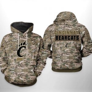 Cincinnati Bearcats NCAA Camo Veteran 3D Printed Hoodie/Zipper Hoodie