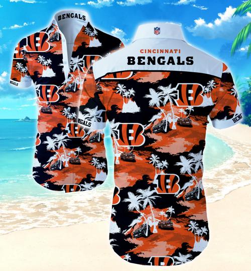 Cincinnati Bengals Coconut Tree Hawaiian Shirt Summer Button Up
