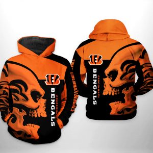 Cincinnati Bengals NFL Skull 3D Printed Hoodie/Zipper Hoodie