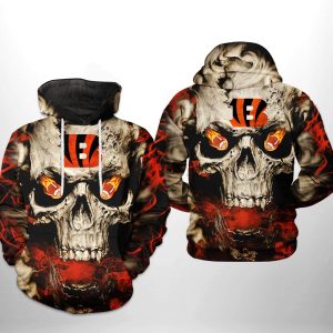 Cincinnati Bengals NFL Skull Team 3D Printed Hoodie/Zipper Hoodie