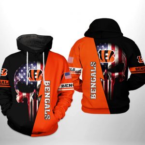 Cincinnati Bengals NFL US Flag Skull Team 3D Printed Hoodie/Zipper Hoodie