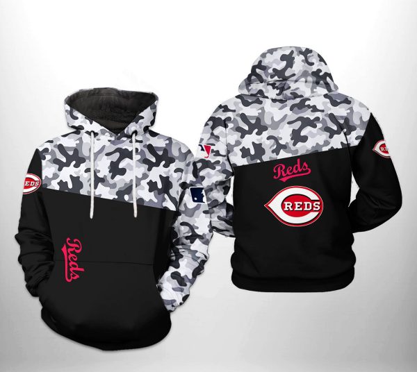 Cincinnati Reds MLB Camo Veteran 3D Printed Hoodie/Zipper Hoodie