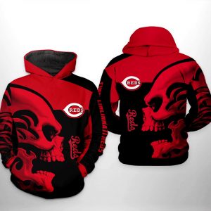 Cincinnati Reds MLB Skull 3D Printed Hoodie/Zipper Hoodie