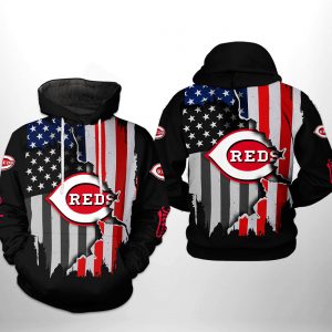 Cincinnati Reds MLB US Flag 3D Printed Hoodie/Zipper Hoodie