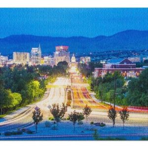 City At Night With Traffic Light Jigsaw Puzzle Set