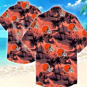 Cleveland Browns Coconut Tree Hawaiian Shirt Summer Button Up