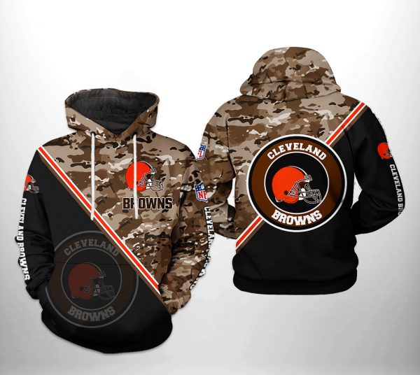 Cleveland Browns NFL Camo Team 3D Printed Hoodie/Zipper Hoodie