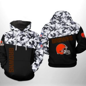 Cleveland Browns NFL Camo Veteran Team 3D Printed Hoodie/Zipper Hoodie