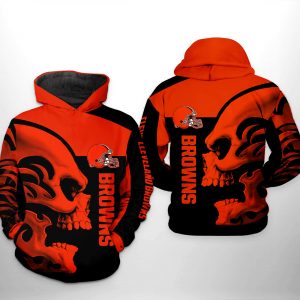 Cleveland Browns NFL Skull 3D Printed Hoodie/Zipper Hoodie