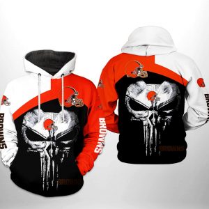 Cleveland Browns NFL Skull Punisher Team 3D Printed Hoodie/Zipper Hoodie