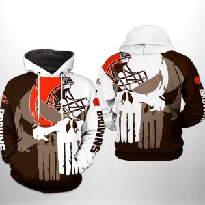 Cleveland Browns NFL Team Skull 3D Printed Hoodie/Zipper Hoodie