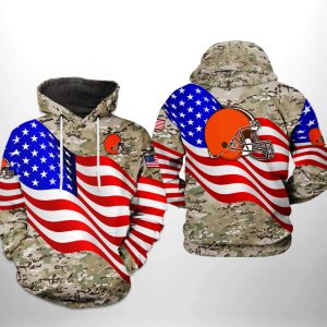 Cleveland Browns NFL US Flag Camo Veteran Team 3D Printed Hoodie/Zipper Hoodie