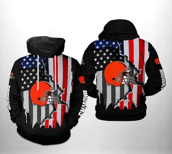 Cleveland Browns NFL US Flag Team 3D Printed Hoodie/Zipper Hoodie