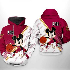 Cleveland Cavaliers NBA Mickey 3D Printed Hoodie/Zipper Hoodie
