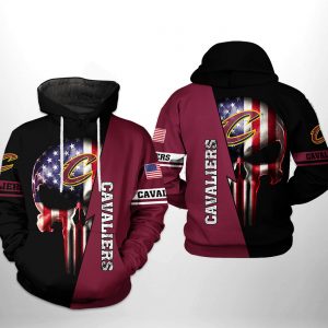 Cleveland Cavaliers NBA US Flag Skull Team 3D Printed Hoodie/Zipper Hoodie