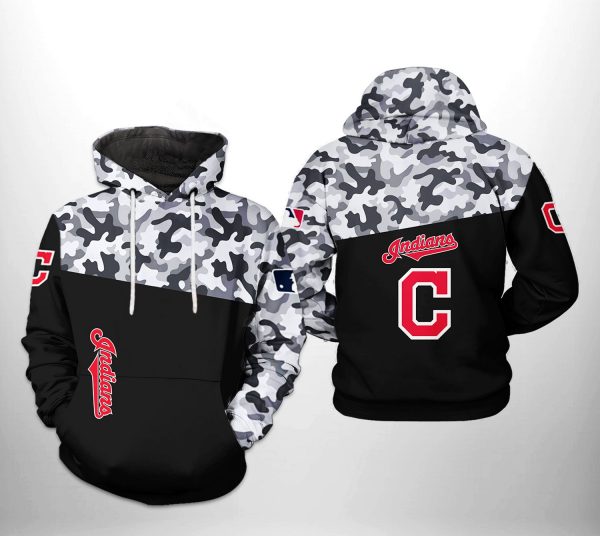 Cleveland Indians MLB Camo Veteran 3D Printed Hoodie/Zipper Hoodie