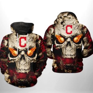 Cleveland Indians MLB Skull 3D Printed Hoodie/Zipper Hoodie