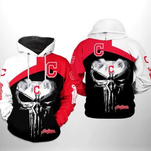 Cleveland Indians MLB Skull Punisher 3D Printed Hoodie/Zipper Hoodie