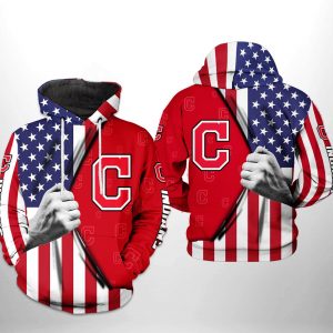 Cleveland Indians MLB US Flag 3D Printed Hoodie/Zipper Hoodie