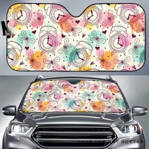 Clock Butterfly Pattern Car Auto Sun Shade