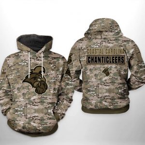 Coastal Carolina Chanticleers NCAA Camo Veteran 3D Printed Hoodie/Zipper Hoodie