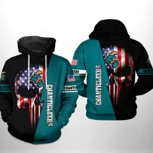 Coastal Carolina Chanticleers NCAA US Flag Skull 3D Printed Hoodie/Zipper Hoodie
