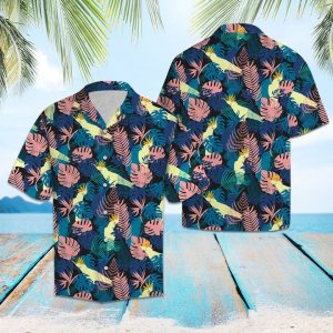 Cockatoo Parrot Palm Leaves Hawaiian Shirt Summer Button Up