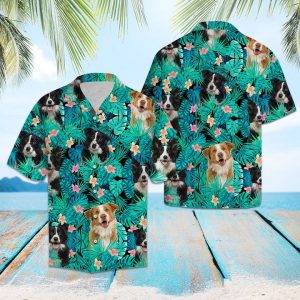 Collie Tropical Hawaiian Shirt Summer Button Up