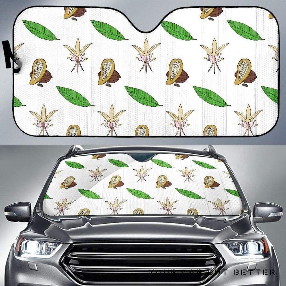 Color Hand Drawn Cocoa Pattern Car Auto Sun Shade Color Hand Drawn Cocoa Pattern Car Auto Sun Shade
