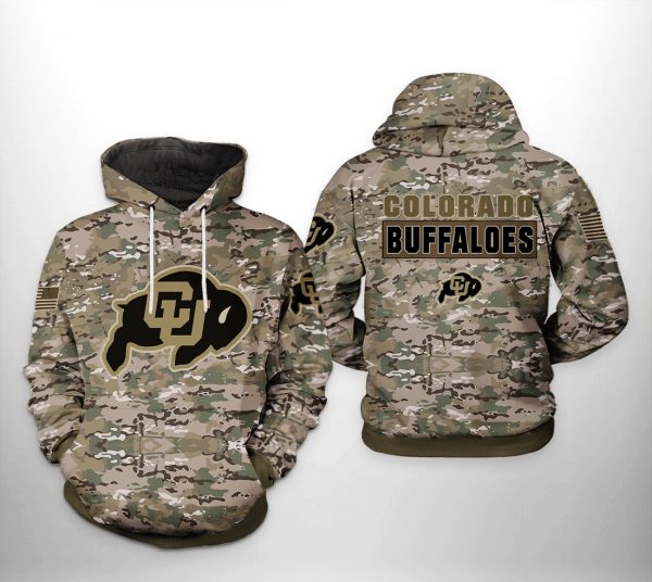 Colorado Buffaloes NCAA Camo Veteran 3D Printed Hoodie/Zipper Hoodie