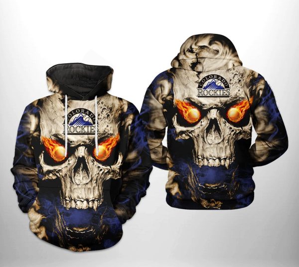 Colorado Rockies MLB Skull 3D Printed Hoodie/Zipper Hoodie