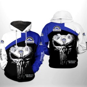 Colorado Rockies MLB Skull Punisher 3D Printed Hoodie/Zipper Hoodie