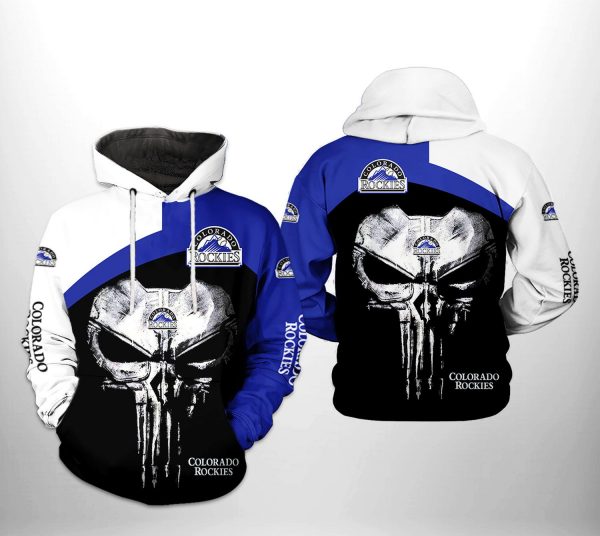 Colorado Rockies MLB Skull Punisher 3D Printed Hoodie/Zipper Hoodie