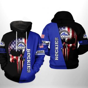 Colorado Rockies MLB US Flag Skull 3D Printed Hoodie/Zipper Hoodie