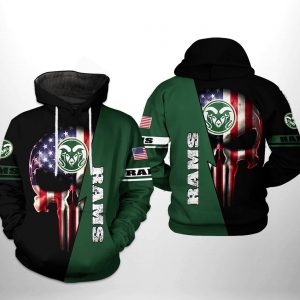 Colorado State Rams NCAA US Flag Skull 3D Printed Hoodie/Zipper Hoodie