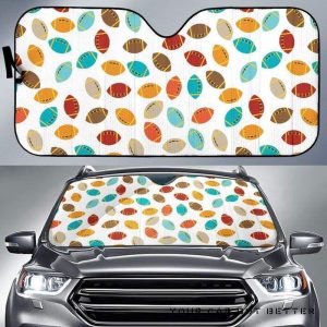 Colorful American Football Ball Pattern Car Auto Sun Shade