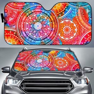 Colorful Circle Mandala Car Auto Sun Shade