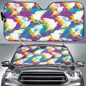 Colorful Crow Illustration Pattern Car Auto Sun Shade