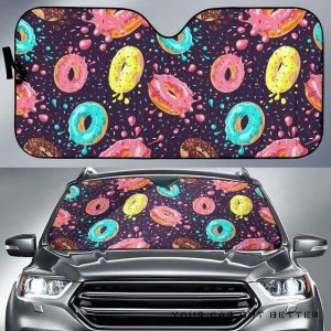 Colorful Donut Glaze Pattern Car Auto Sun Shade