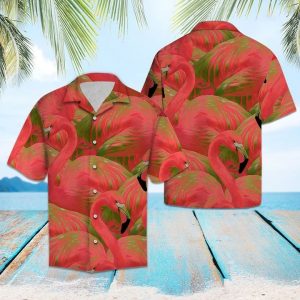 Colorful Flamingo Hawaiian Shirt Summer Button Up