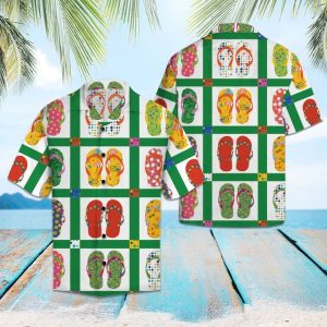 Colorful Flip Flop Hawaiian Shirt Summer Button Up