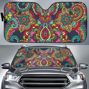 Colorful Floral Mandala Car Auto Sun Shade