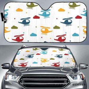 Colorful Helicopter Pattern Car Auto Sun Shade