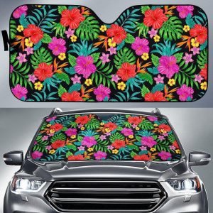 Colorful Hibiscus Flowers Car Auto Sun Shade