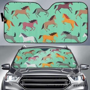 Colorful Horses Pattern Car Auto Sun Shade