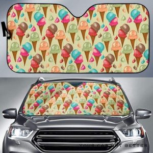 Colorful Ice Cream Pattern Car Auto Sun Shade