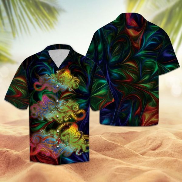Colorful Octopus Hawaiian Shirt Summer Button Up