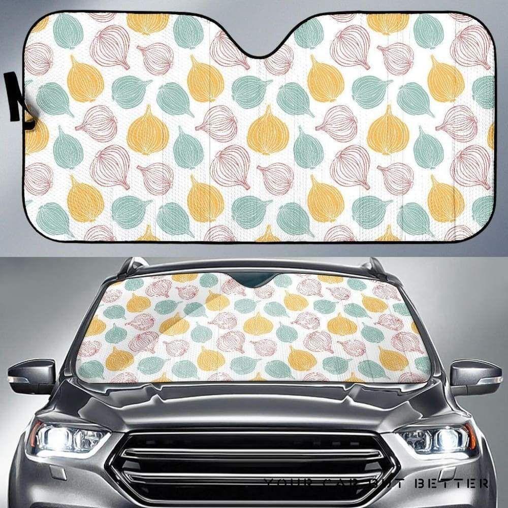 Colorful Onions White Car Auto Sun Shade Colorful Onions White Car Auto Sun Shade