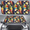 Colorful Parrot Flower Pattern Car Auto Sun Shade